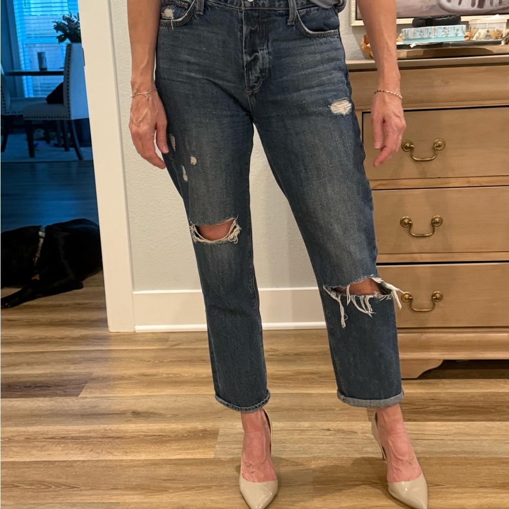 Joe's Jeans Dark Blue Distressed Boyfriend Jeans